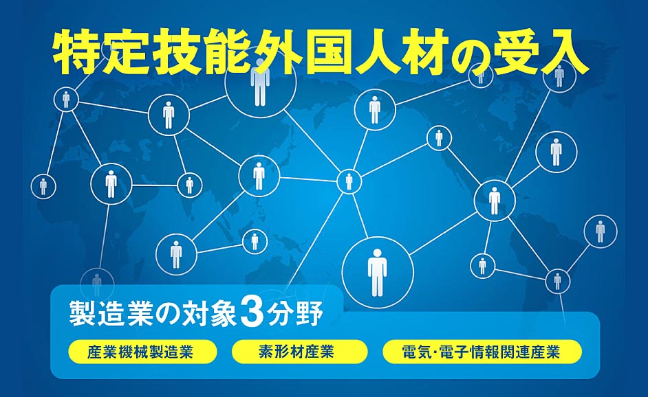 特定技能外国人材1号・2号の受入と製造業の対象3分野「産業機械製造業」「素形材産業」「電気・電子情報関連産業」